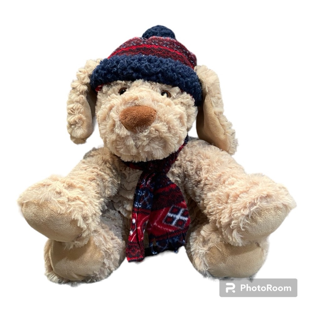 Gentle Treasures Plush Puppy Dog Winter Beanie Hat & Scarf
